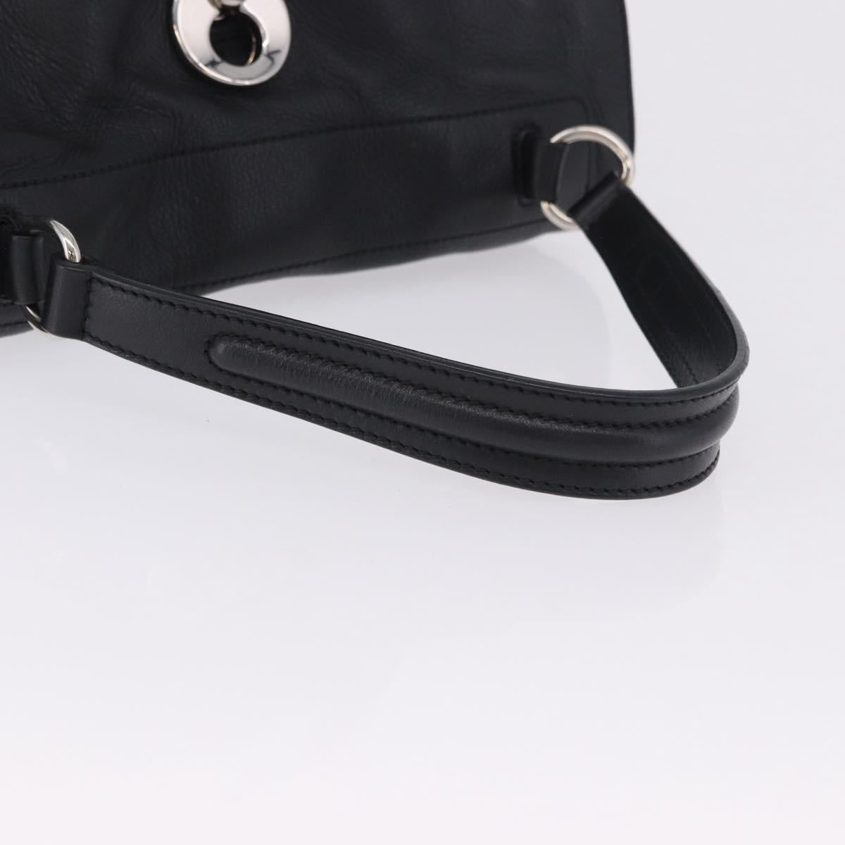 SAINT LAURENT Muse Toe Hand Bag Leather Black Silver 197149 Auth 199840A