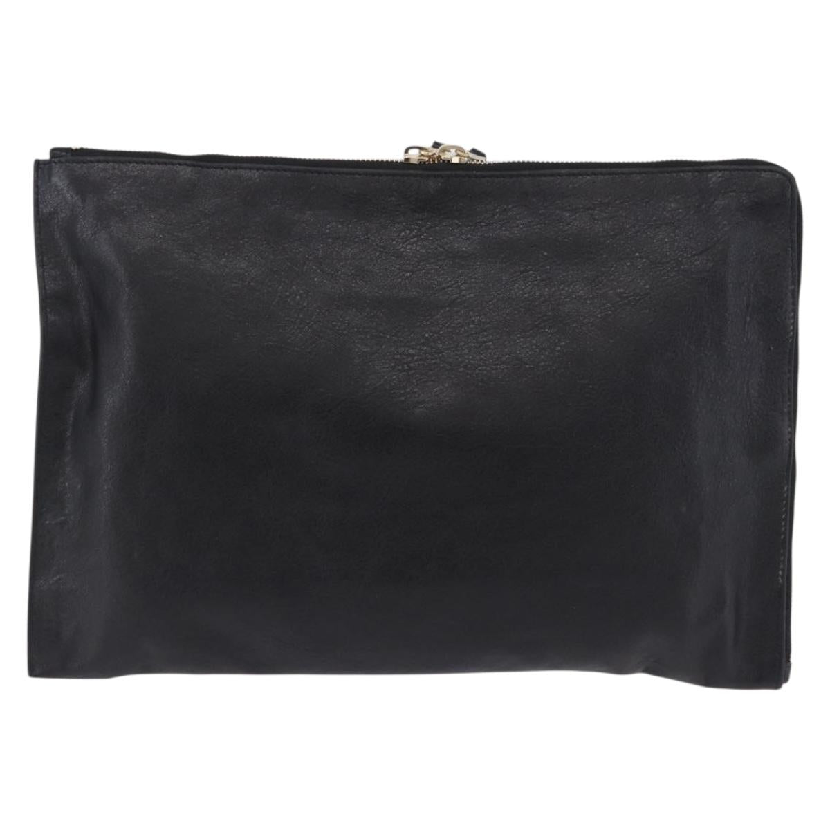 BALENCIAGA Giant Clutch Bag Leather Black Gold Auth 199841V