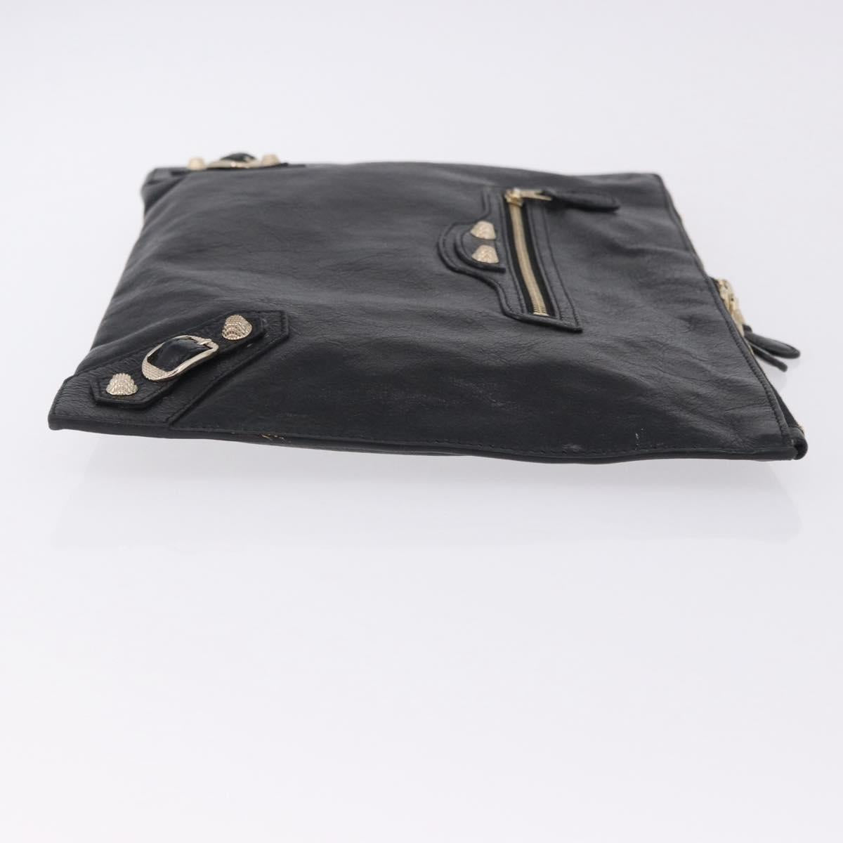 BALENCIAGA Giant Clutch Bag Leather Black Gold Auth 199841V