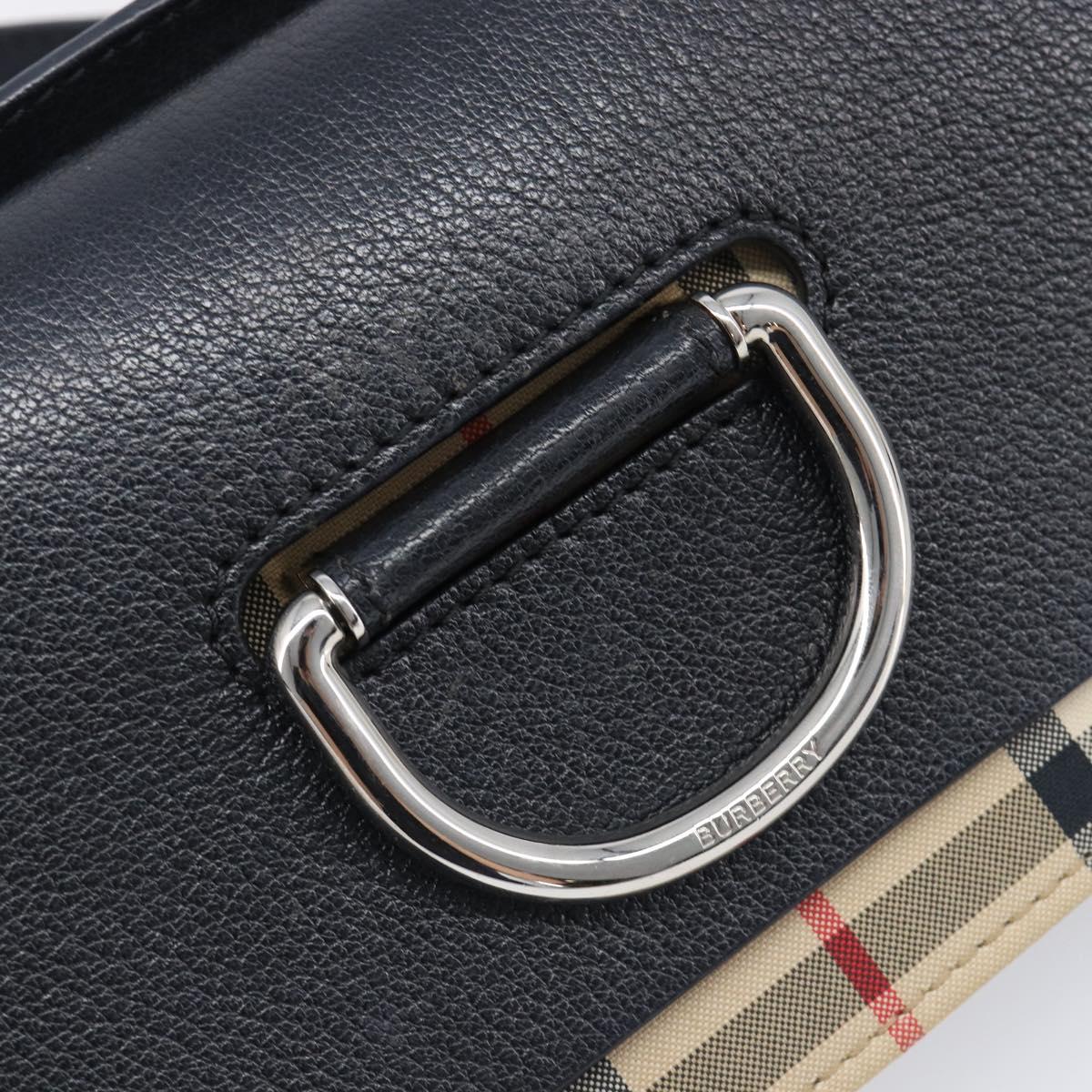 BURBERRY Nova Check Shoulder Bag Canvas Beige Silver Auth 199844A