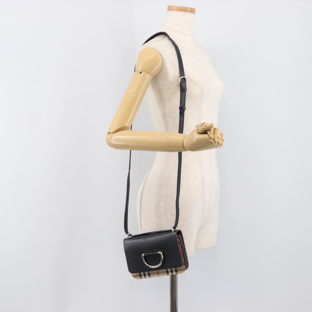 BURBERRY Nova Check Shoulder Bag Canvas Beige Silver Auth 199844A