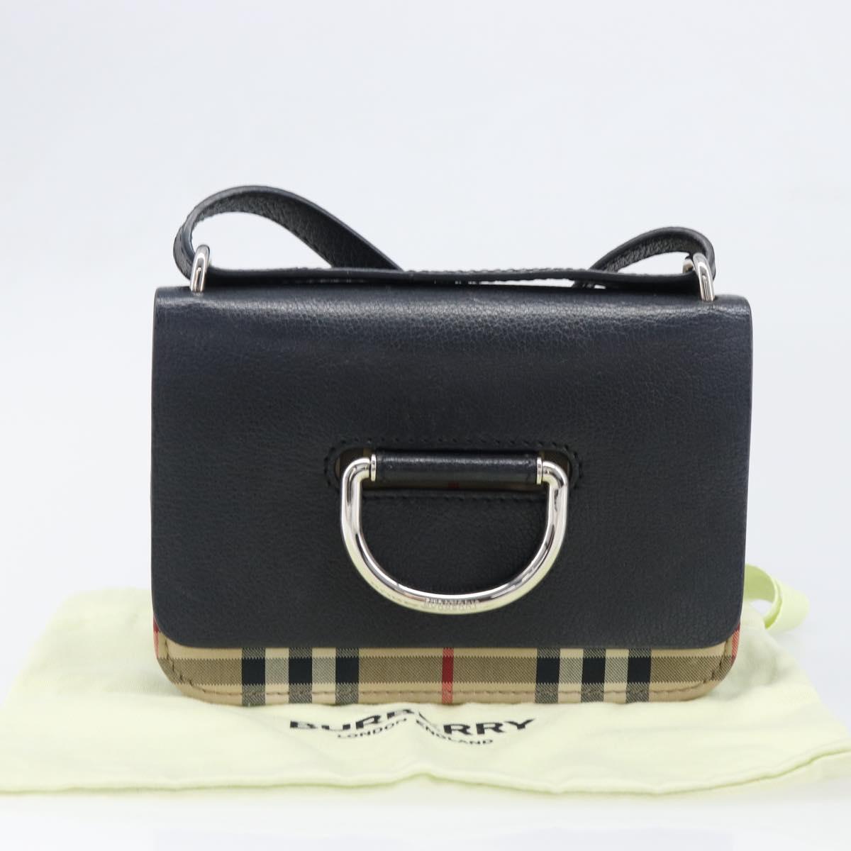 BURBERRY Nova Check Shoulder Bag Canvas Beige Silver Auth 199844A