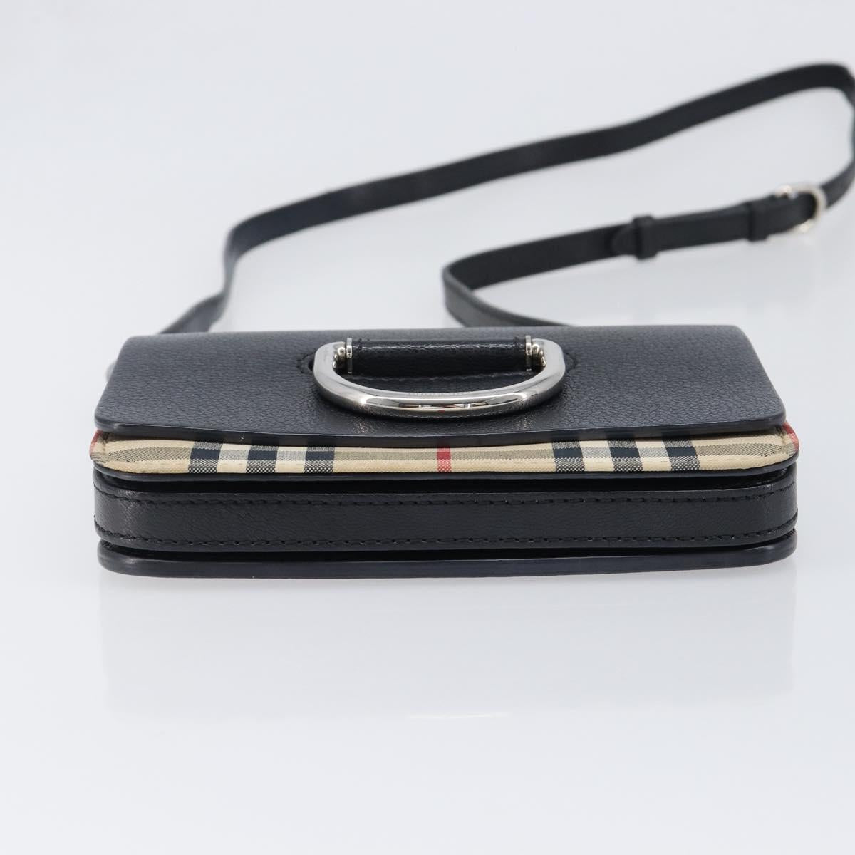 BURBERRY Nova Check Shoulder Bag Canvas Beige Silver Auth 199844A
