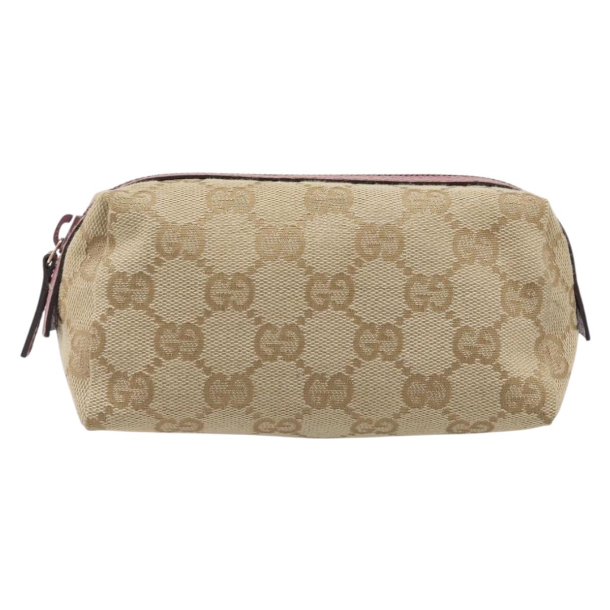 GUCCI GG Canvas Pouch Beige Gold 29596 Auth 199845A