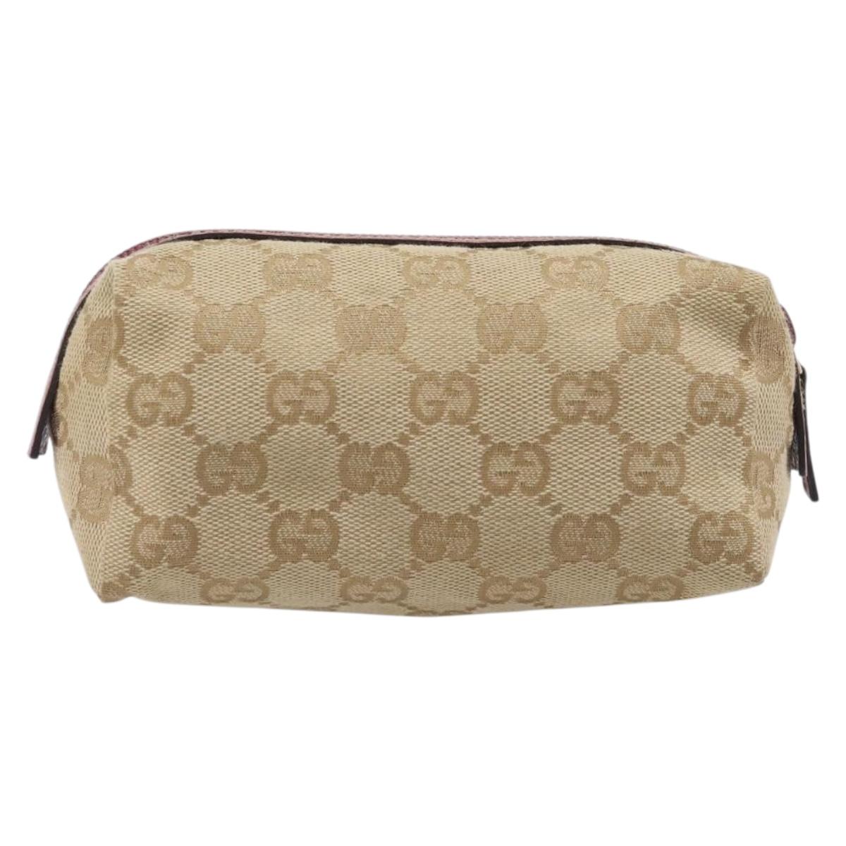 GUCCI GG Canvas Pouch Beige Gold 29596 Auth 199845A