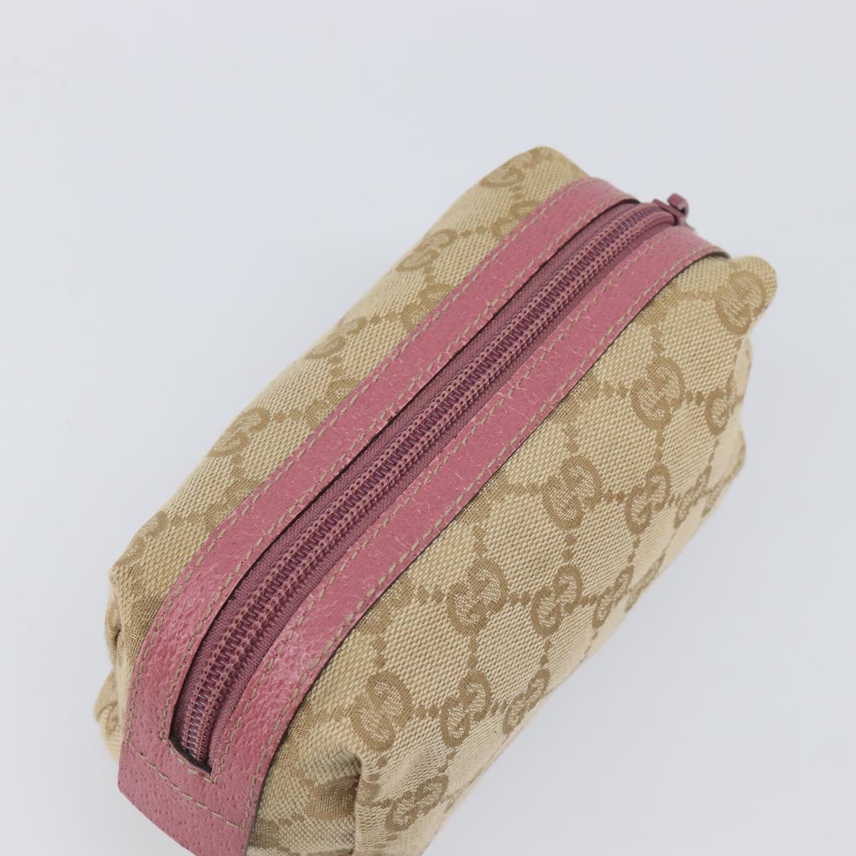 GUCCI GG Canvas Pouch Beige Gold 29596 Auth 199845A