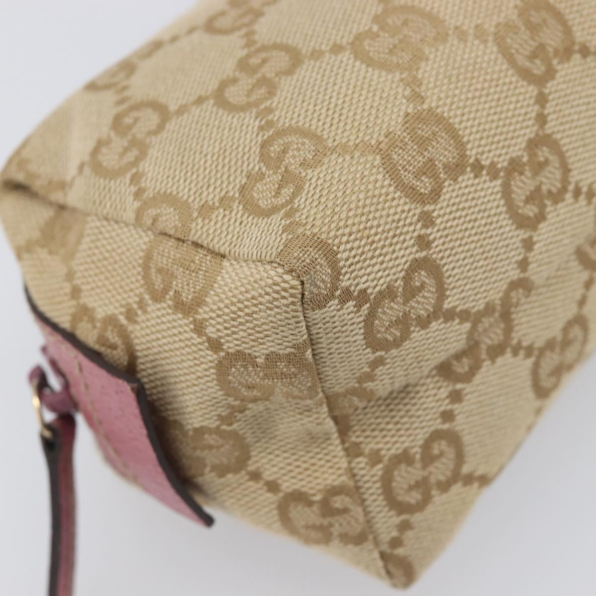 GUCCI GG Canvas Pouch Beige Gold 29596 Auth 199845A