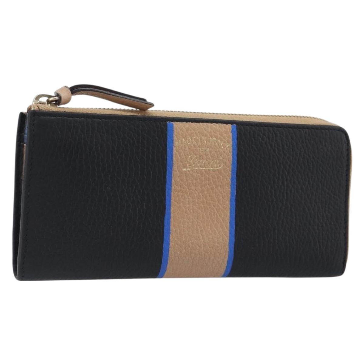 GUCCI Long Wallet Leather Black Gold 368232 Auth 199849A