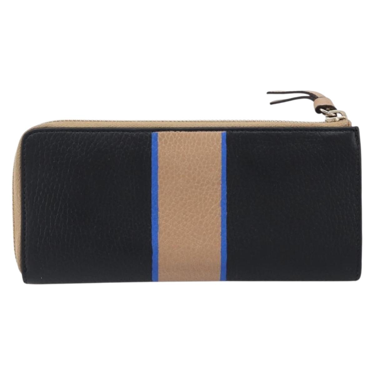 GUCCI Long Wallet Leather Black Gold 368232 Auth 199849A