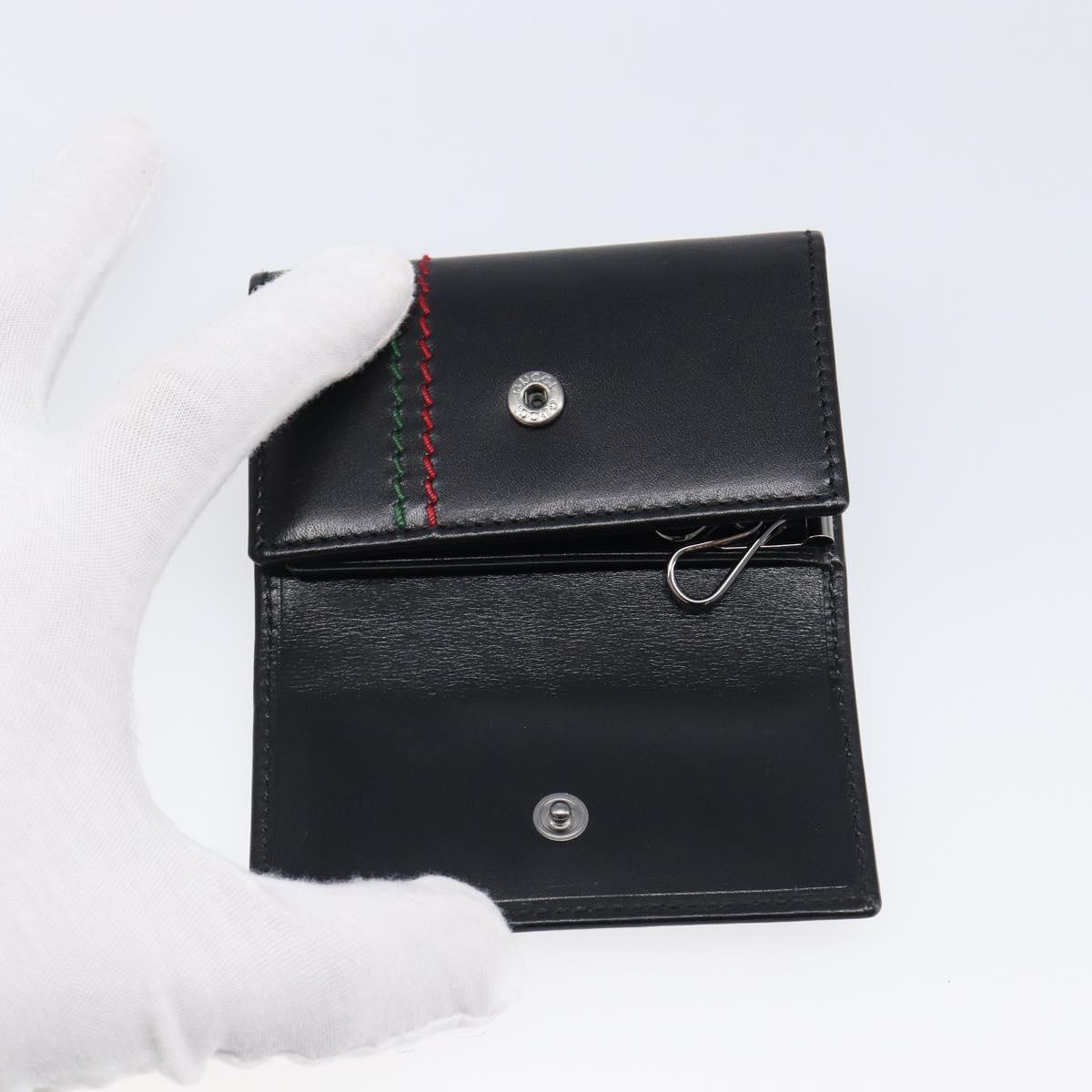 GUCCI Key Case Leather Black Silver 138052 Auth 199850V