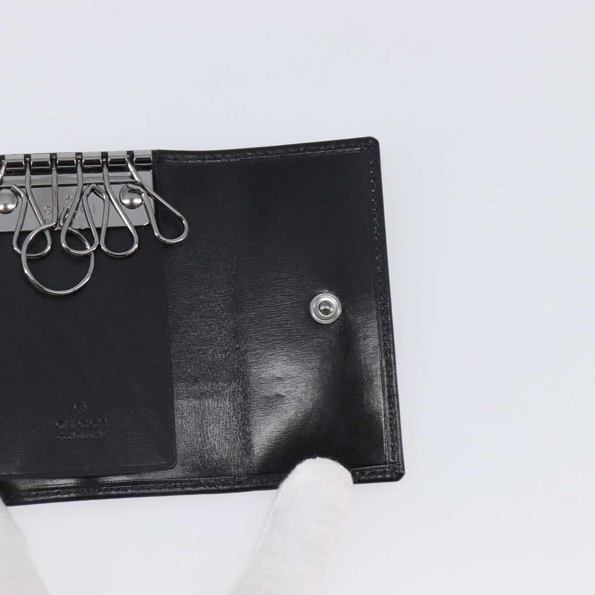 GUCCI Key Case Leather Black Silver 138052 Auth 199850V