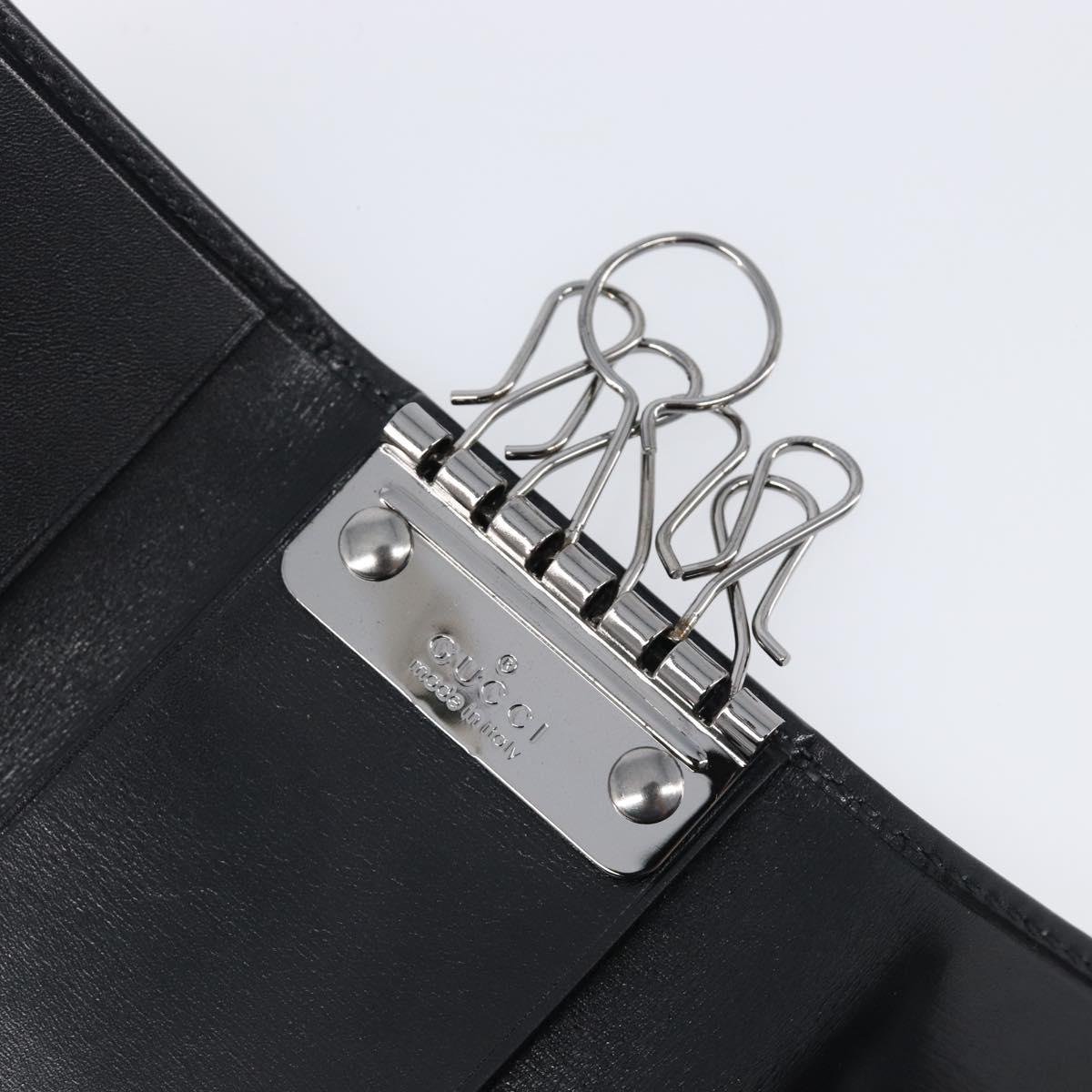 GUCCI Key Case Leather Black Silver 138052 Auth 199850V
