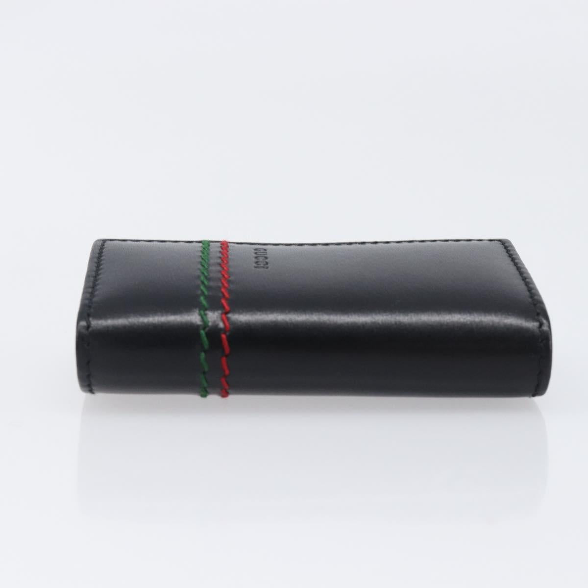 GUCCI Key Case Leather Black Silver 138052 Auth 199850V