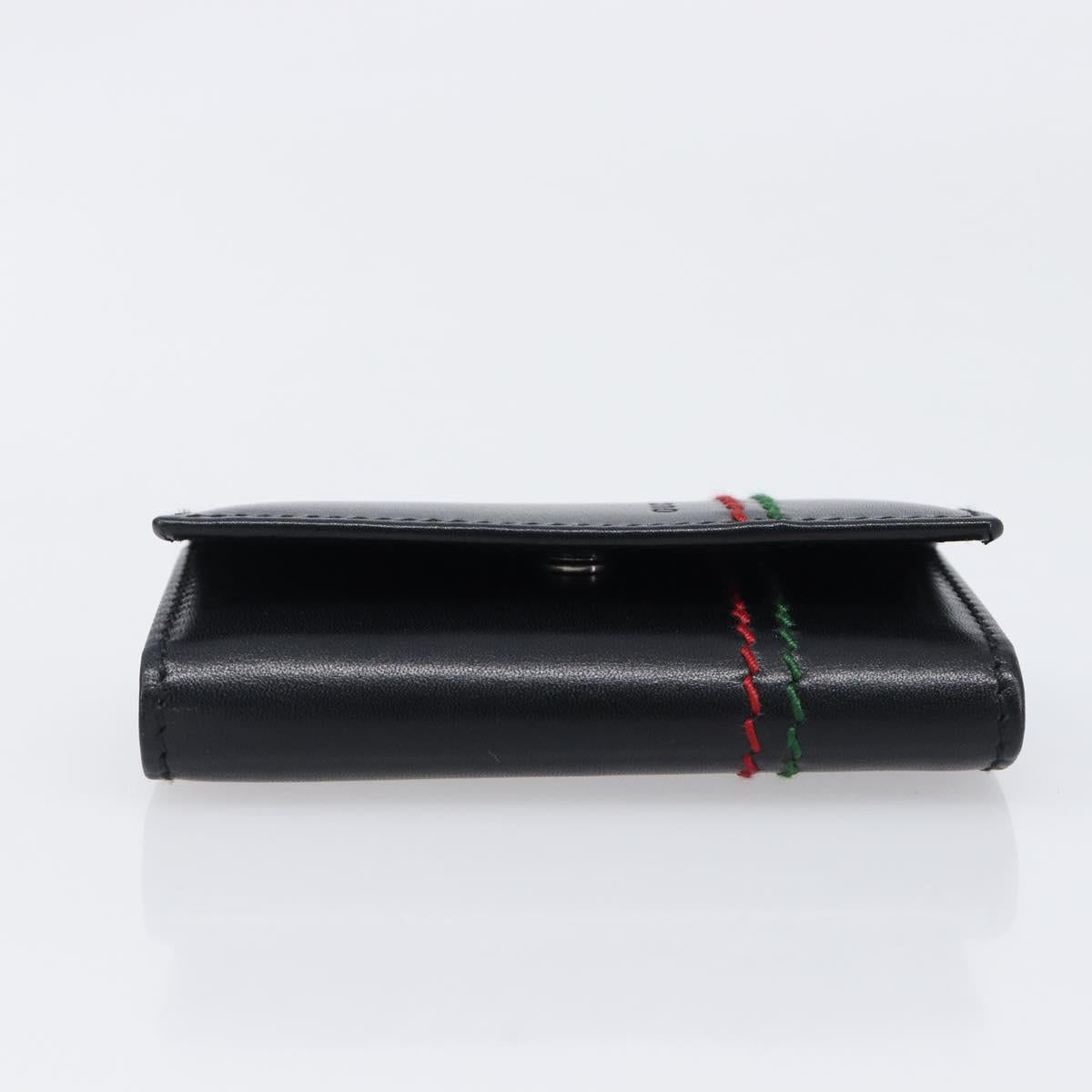 GUCCI Key Case Leather Black Silver 138052 Auth 199850V