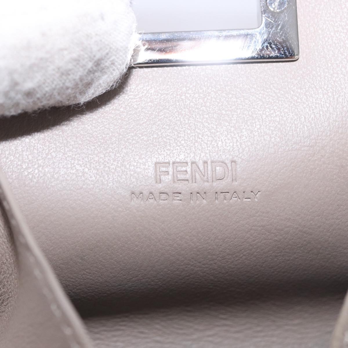FENDI Peek A Boo Coin Purse Leather Gray Silver Auth 199851A