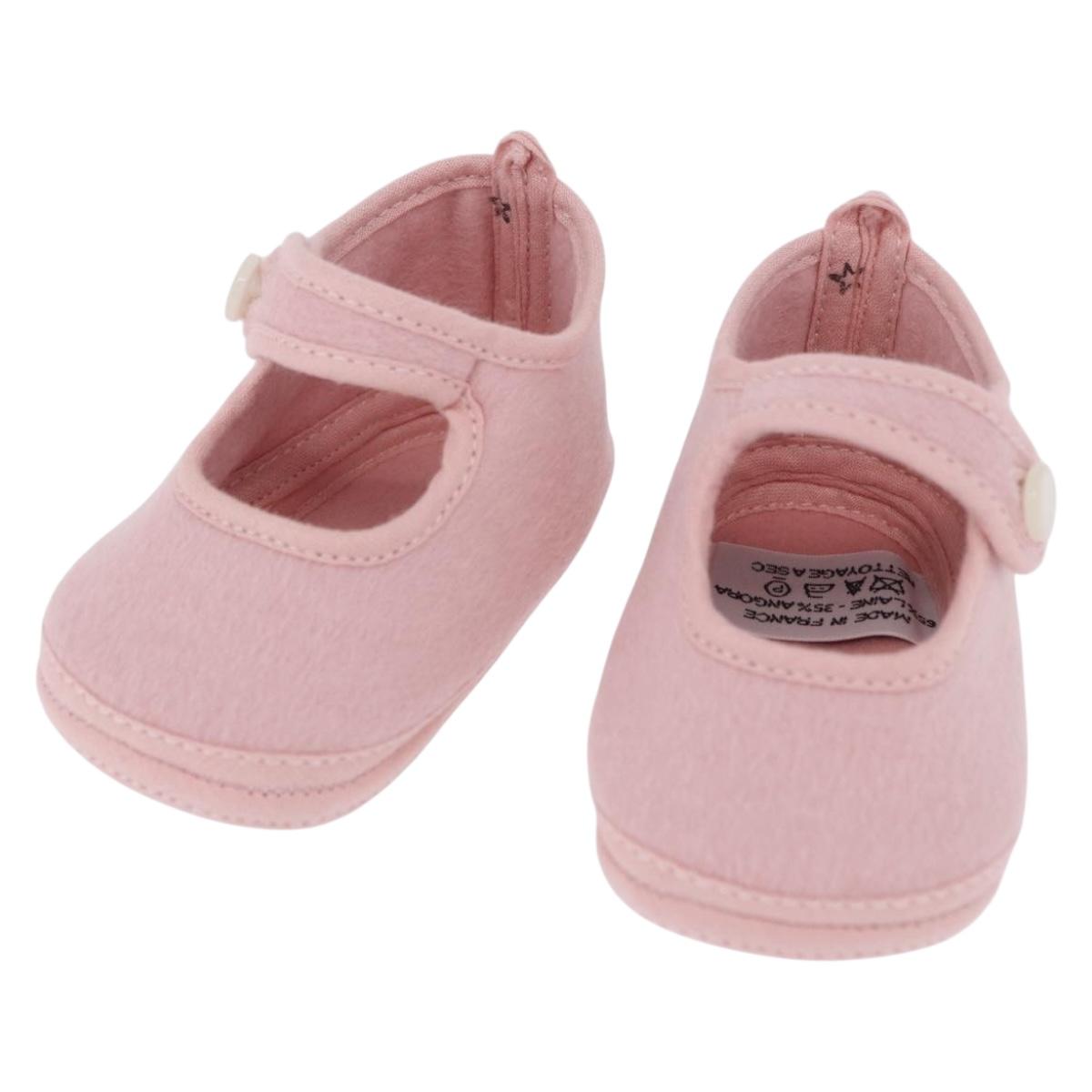 HERMES Baby Shoes Wool Pink Auth 199853A