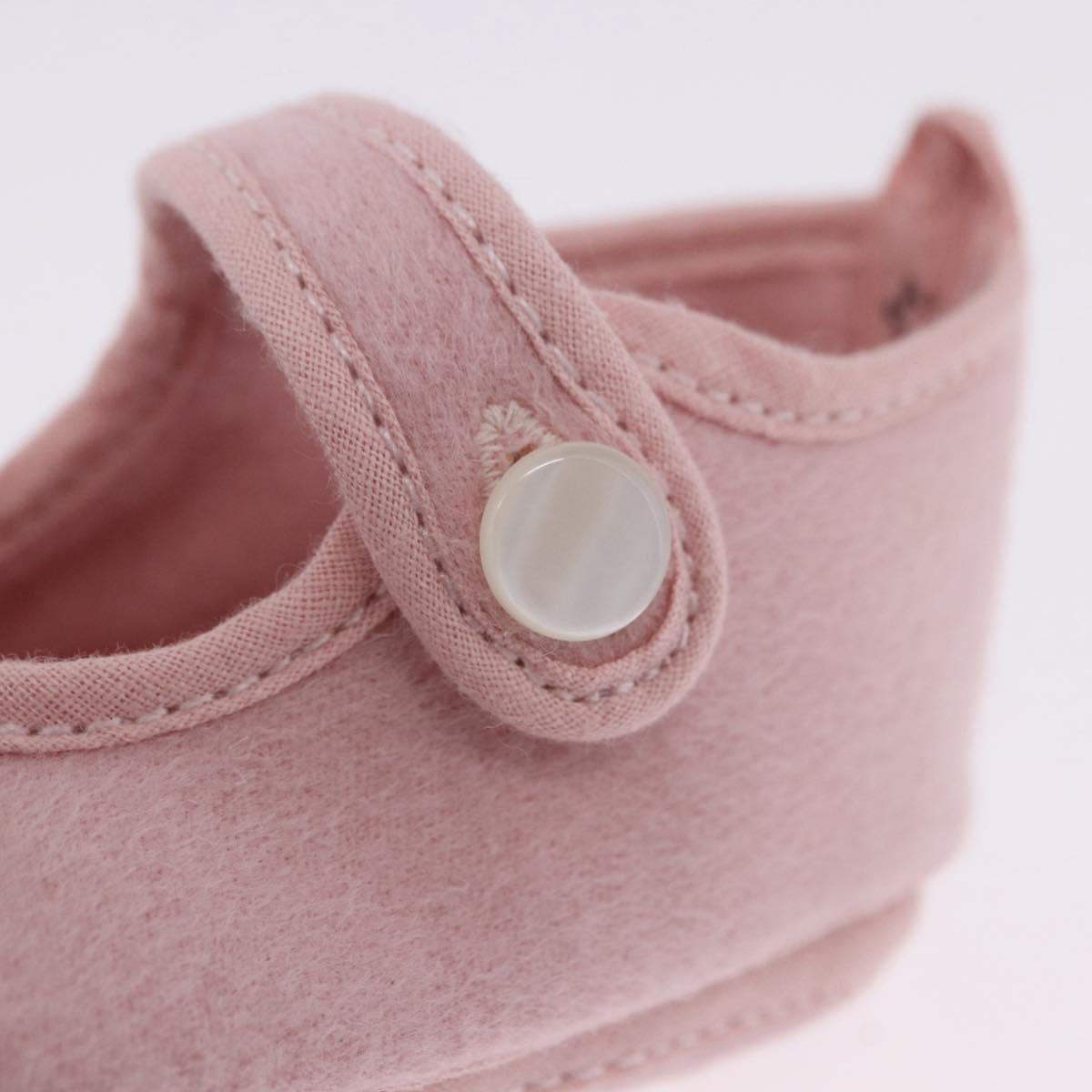 HERMES Baby Shoes Wool Pink Auth 199853A