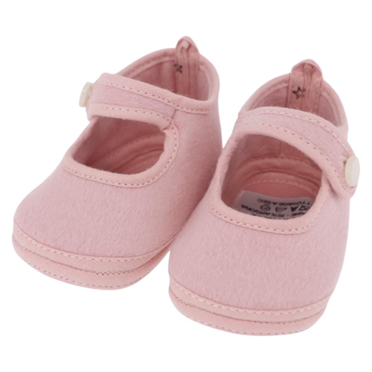 HERMES Baby Shoes Wool Pink Auth 199853A