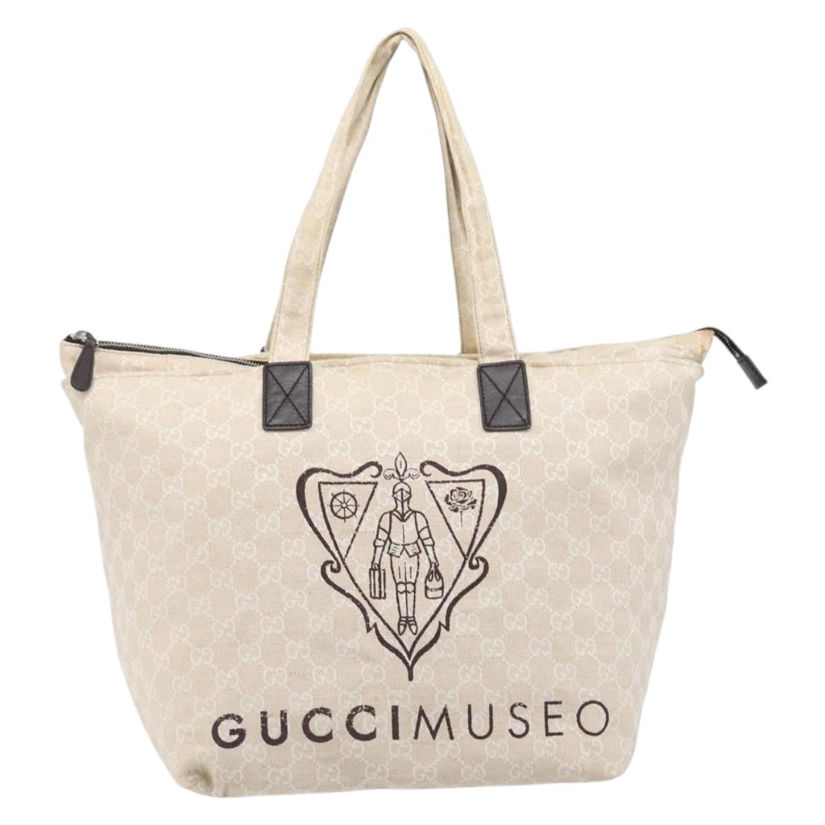 GUCCI GG Canvas Museo Tote Bag Ivory Silver 283416 Auth 199855