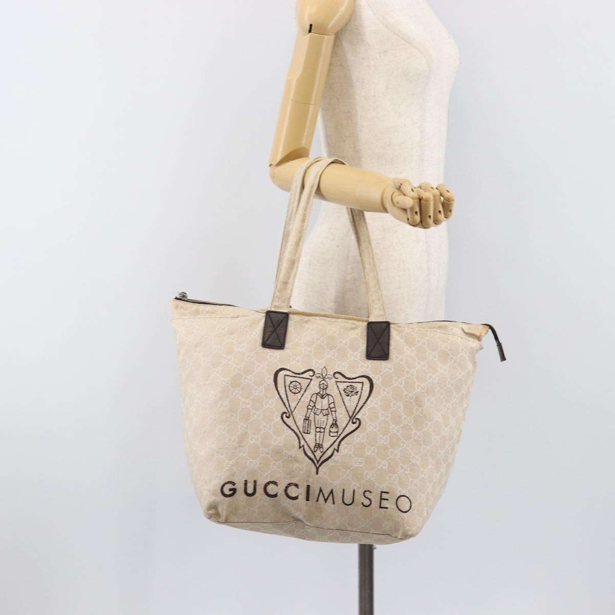 GUCCI GG Canvas Museo Tote Bag Ivory Silver 283416 Auth 199855