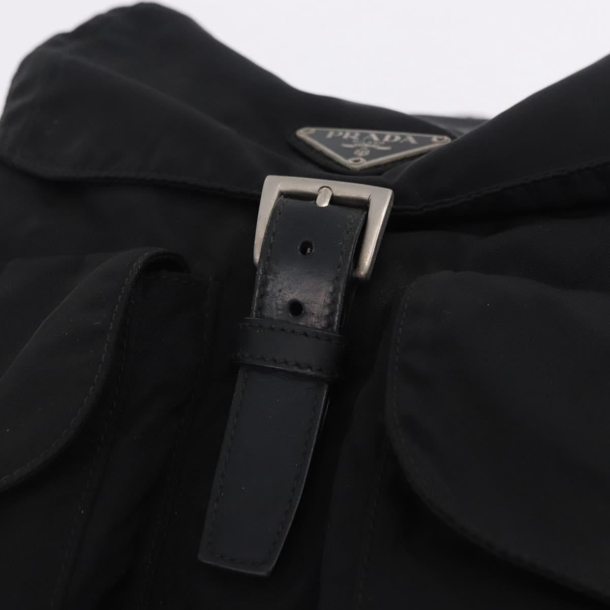 PRADA Backpack Nylon Black Silver Auth 199856A