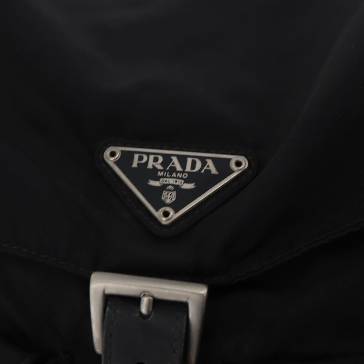 PRADA Backpack Nylon Black Silver Auth 199856A