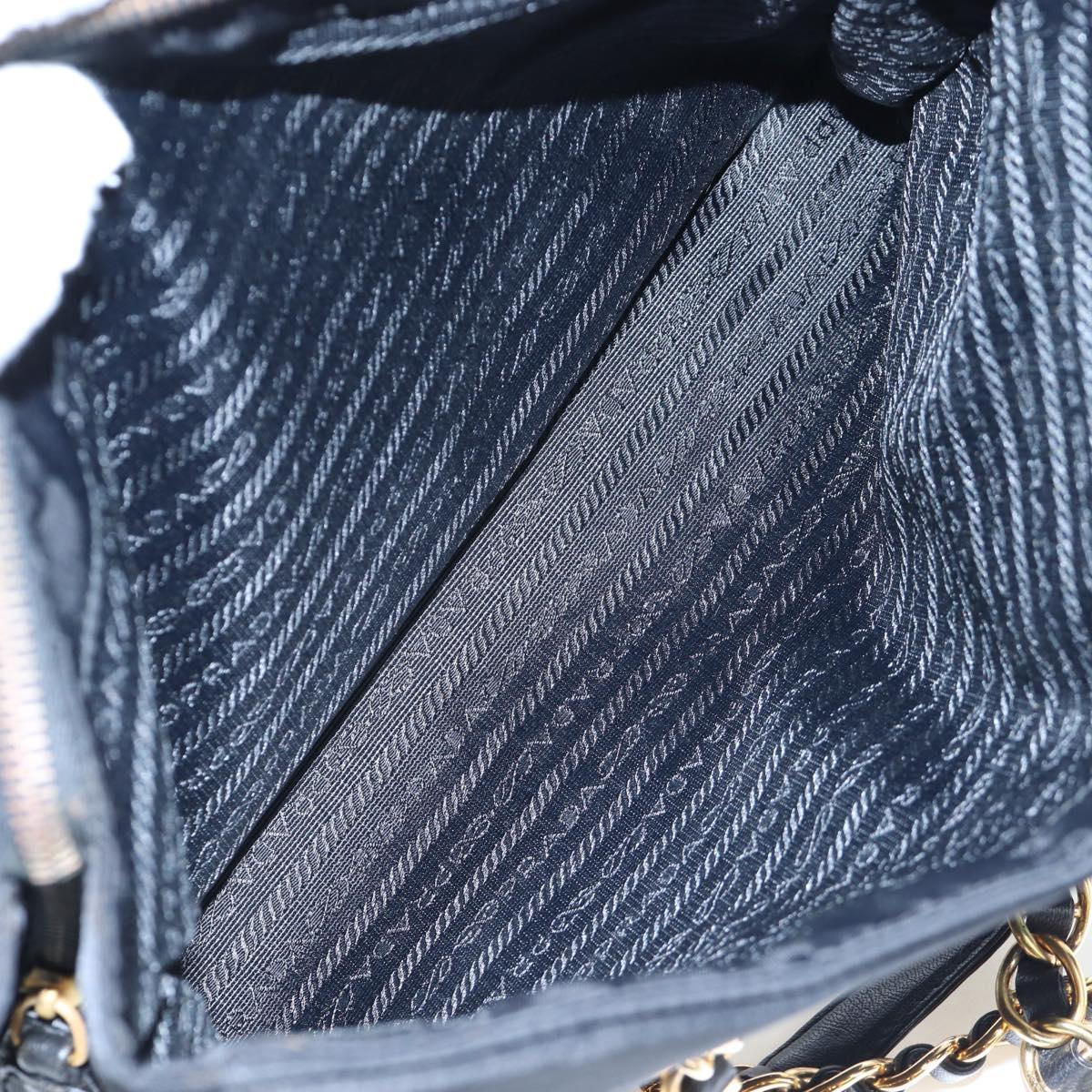 PRADA Chain Shoulder Bag Nylon Black Gold Auth 199857V