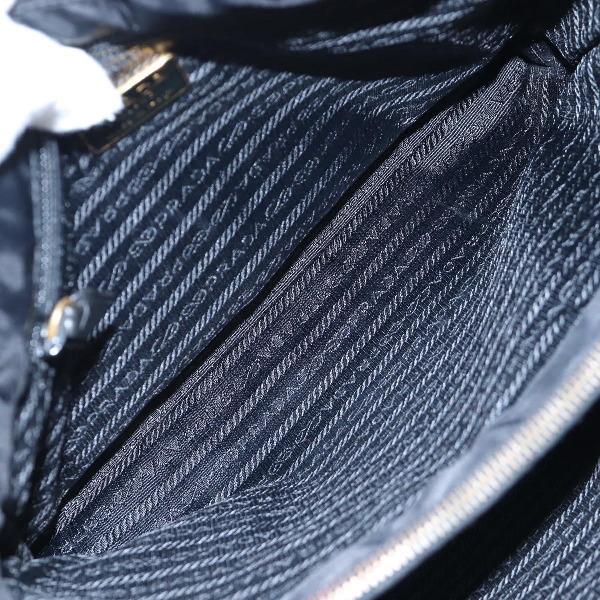 PRADA Chain Shoulder Bag Nylon Black Gold Auth 199857V