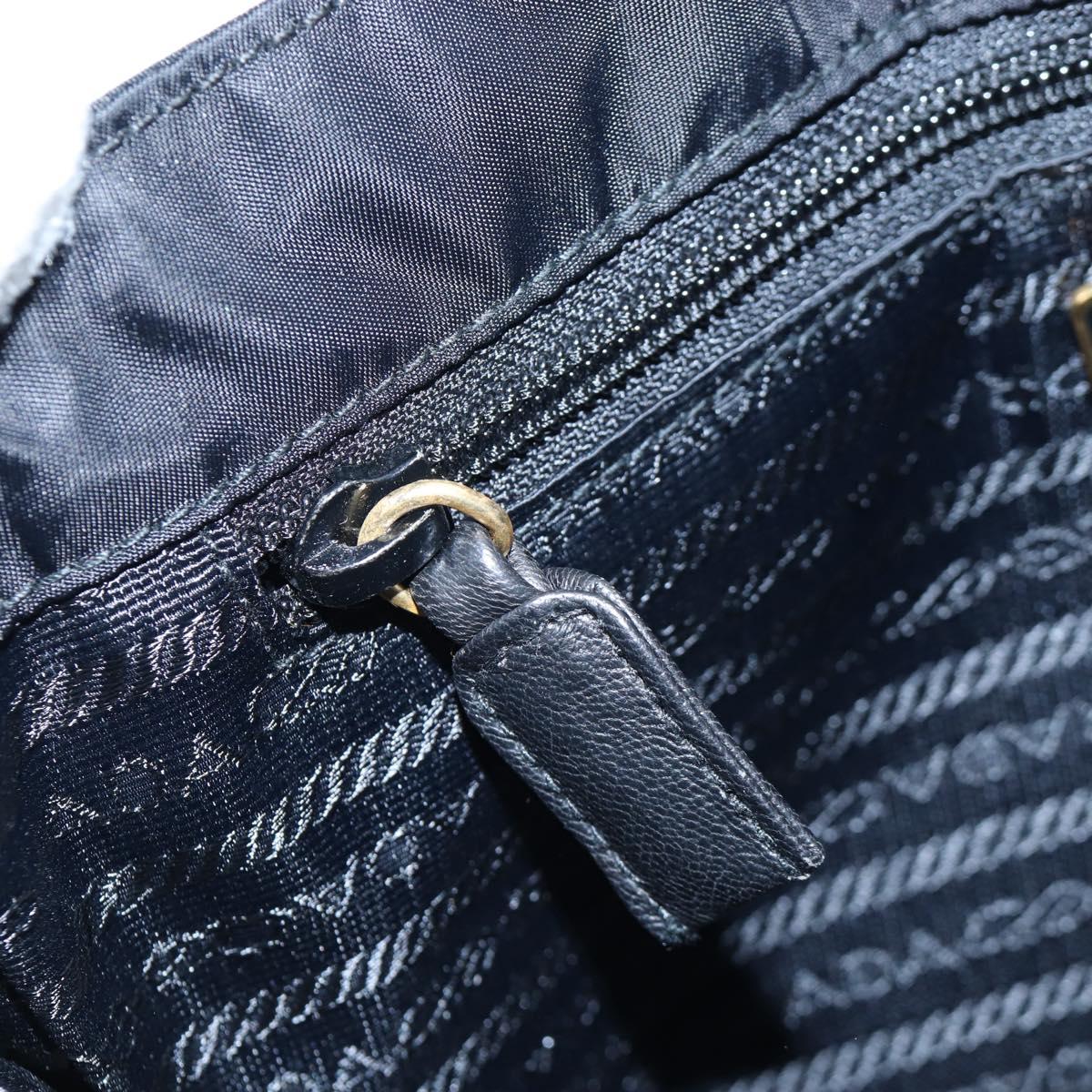 PRADA Chain Shoulder Bag Nylon Black Gold Auth 199857V