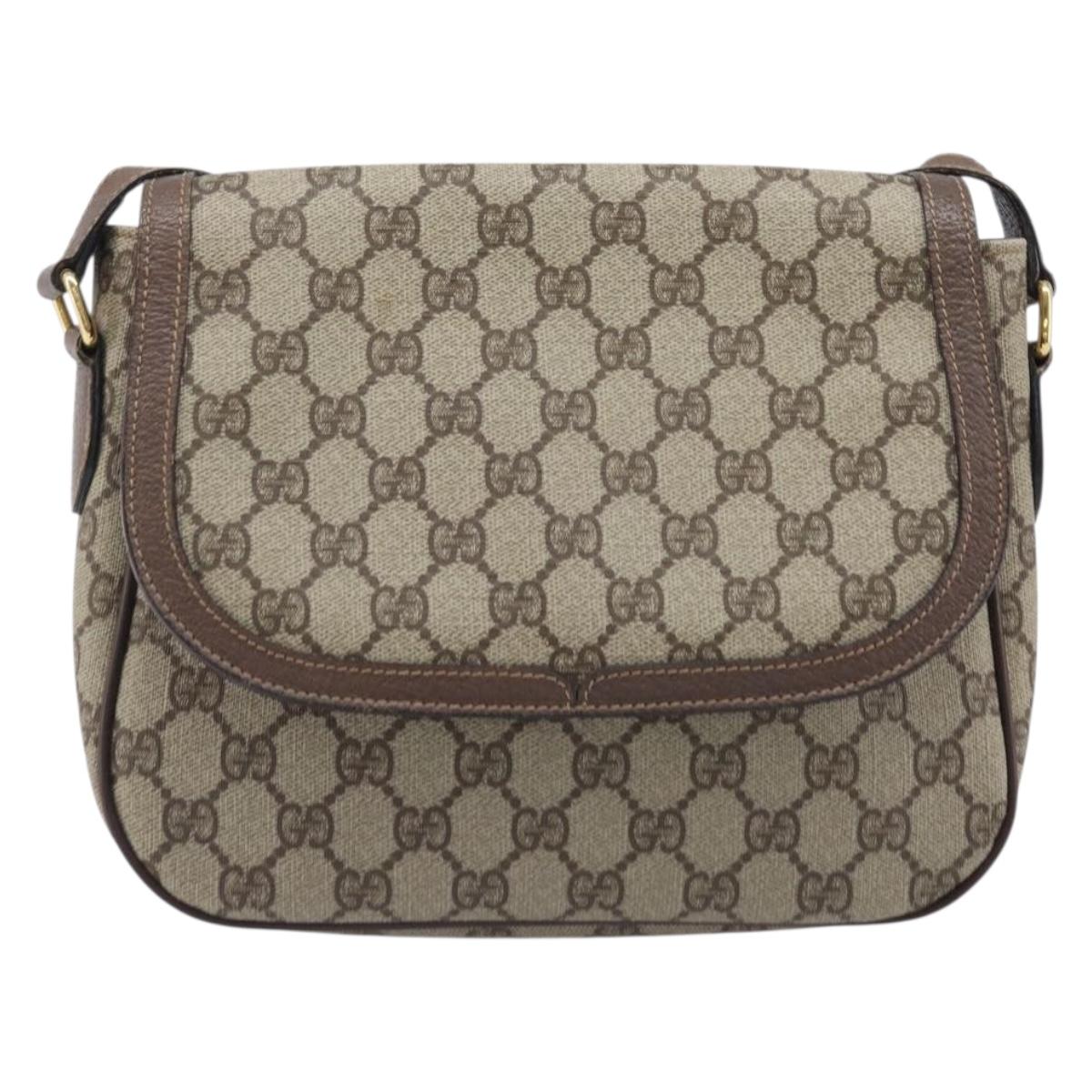 GUCCI GG Supreme Shoulder Bag PVC Beige Gold 001 115 6425 9411 Auth 199858