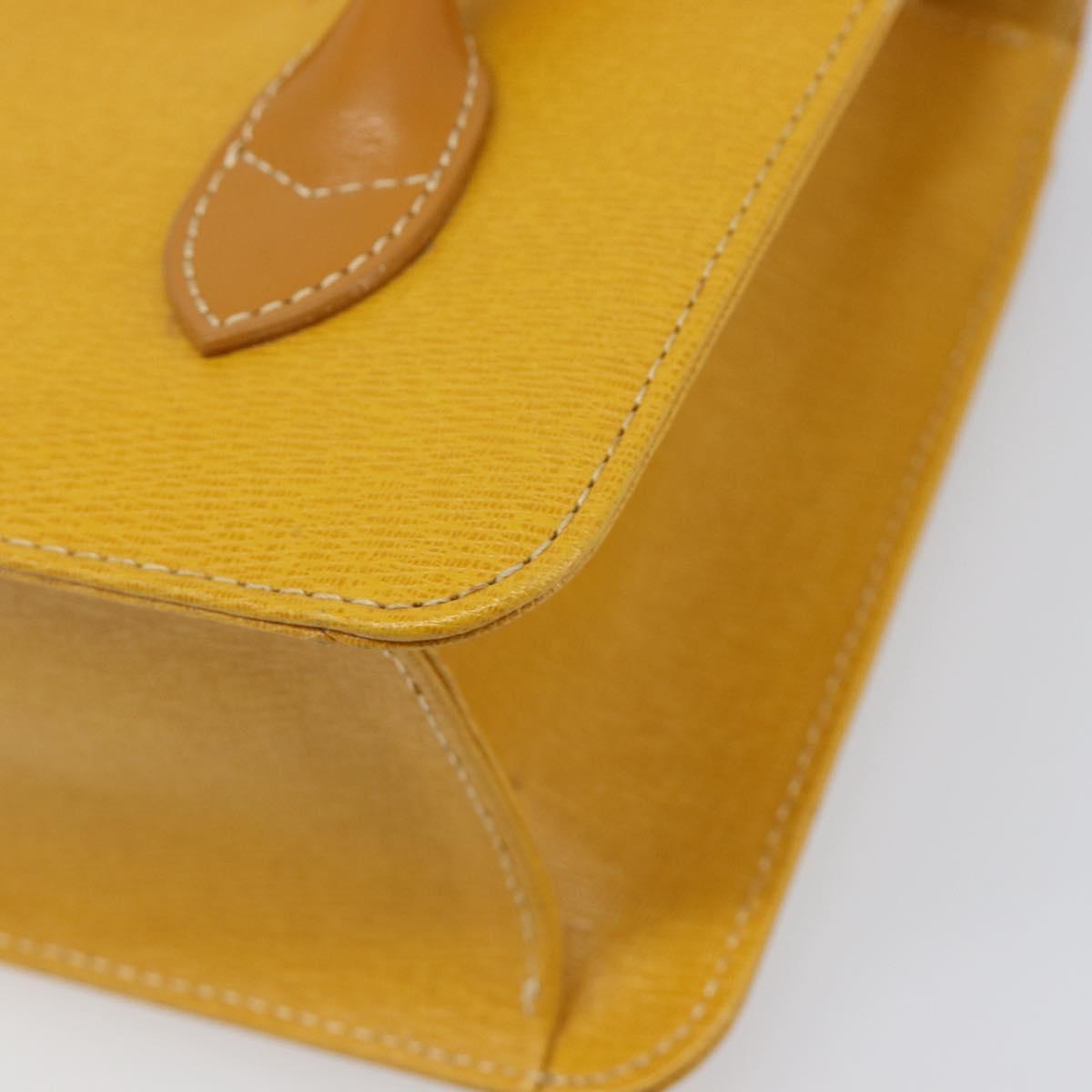 Burberrys Hand Bag Leather Yellow Gold Tone Auth 199859A