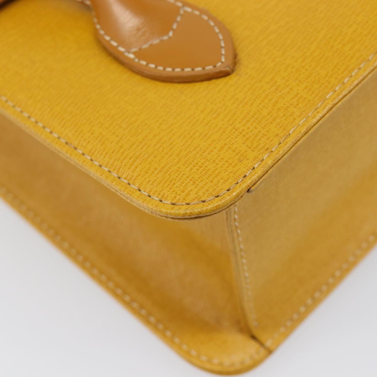 Burberrys Hand Bag Leather Yellow Gold Tone Auth 199859A