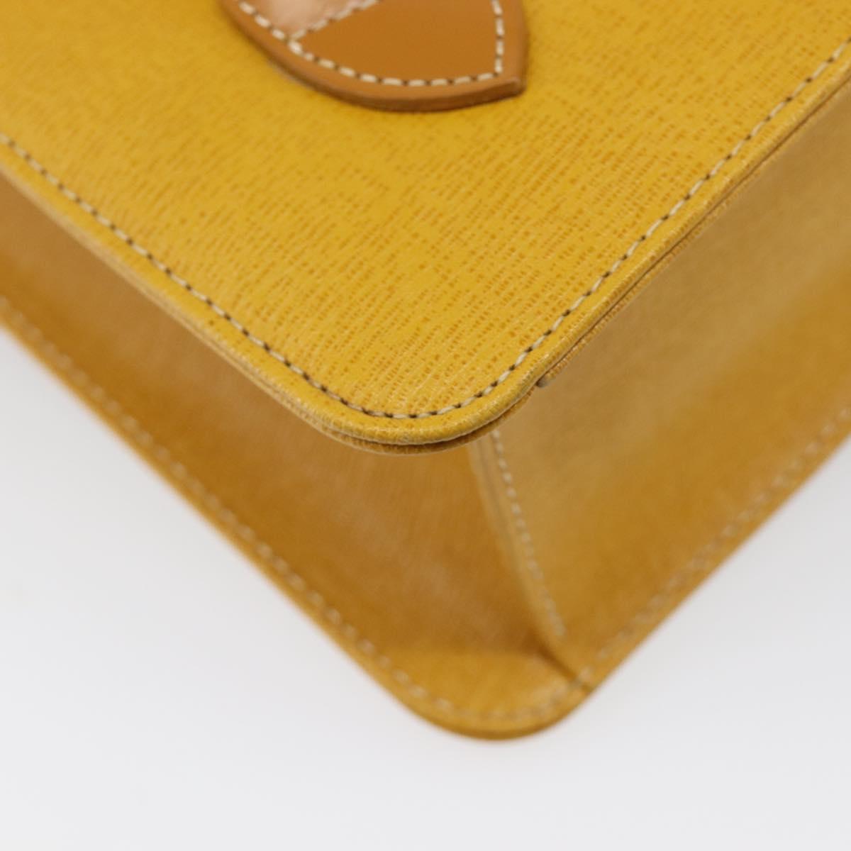 Burberrys Hand Bag Leather Yellow Gold Tone Auth 199859A