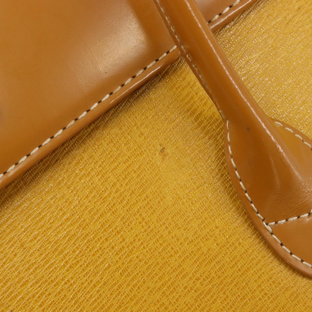 Burberrys Hand Bag Leather Yellow Gold Tone Auth 199859A