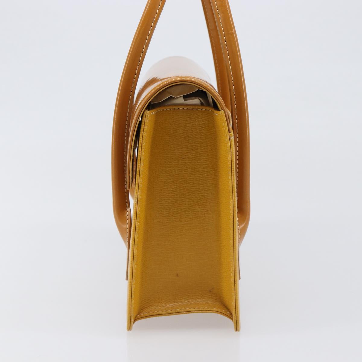 Burberrys Hand Bag Leather Yellow Gold Tone Auth 199859A