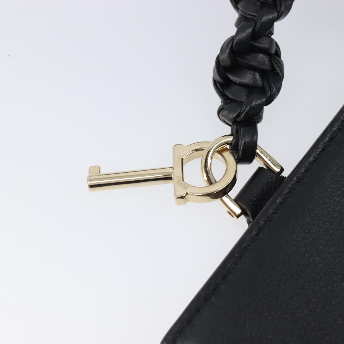 Salvatore Ferragamo Shoulder Bag Leather Black Gold Auth 199863A