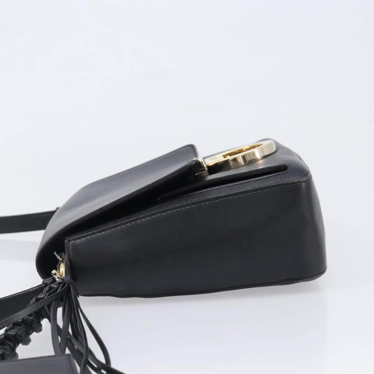 Salvatore Ferragamo Shoulder Bag Leather Black Gold Auth 199863A
