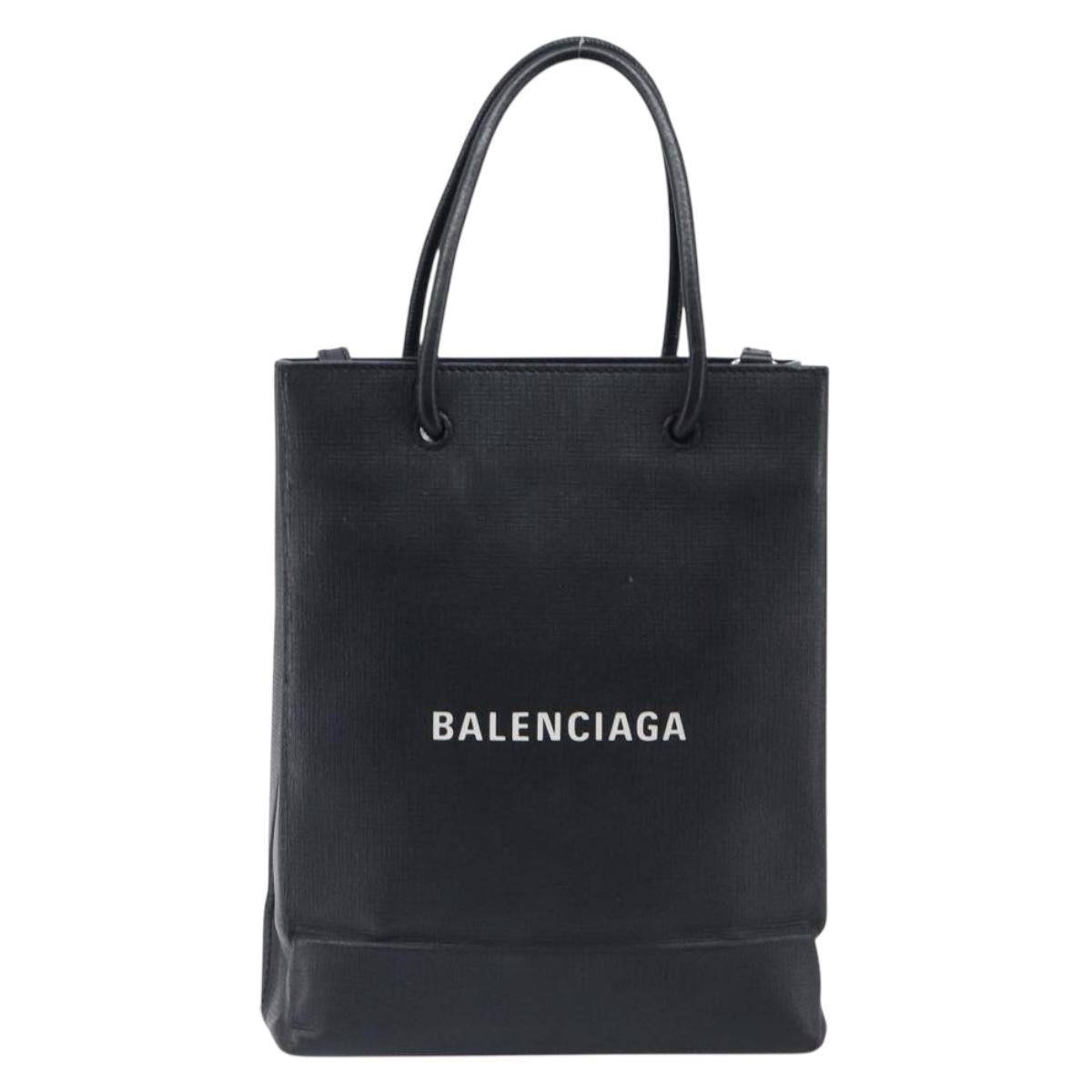 BALENCIAGA Shopping Tote Bag XXS Leather 2way Black Silver 568817 Auth 199871A