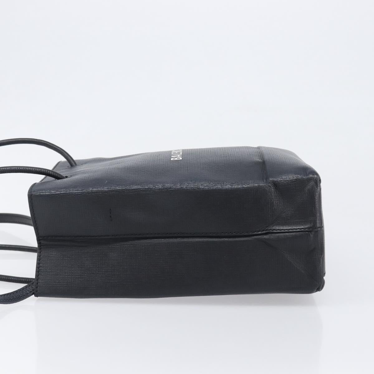 BALENCIAGA Shopping Tote Bag XXS Leather 2way Black Silver 568817 Auth 199871A