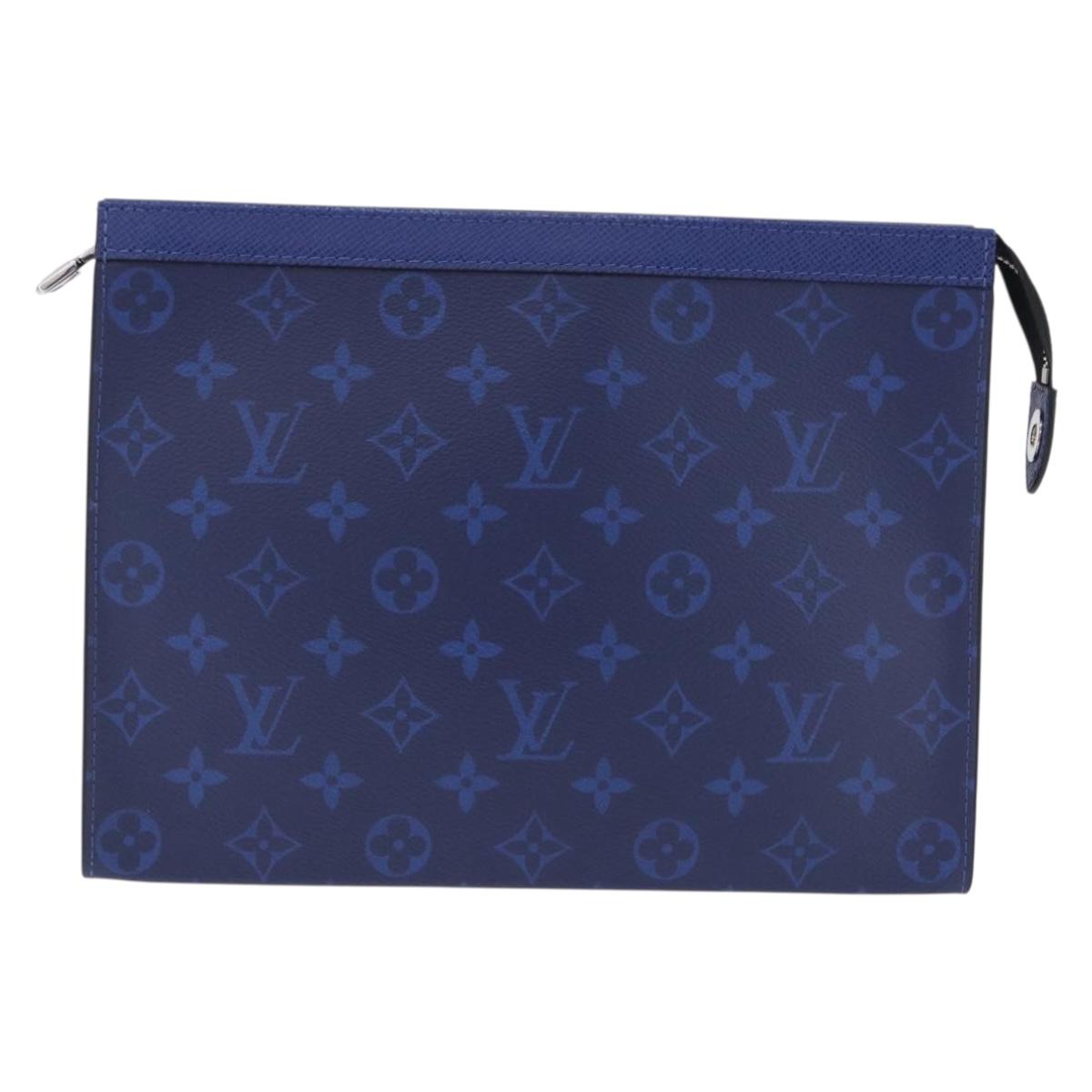 LOUIS VUITTON Tiger Lama Pochette Voyager MM Bag Cobalt Blue M30423 Auth 199872M