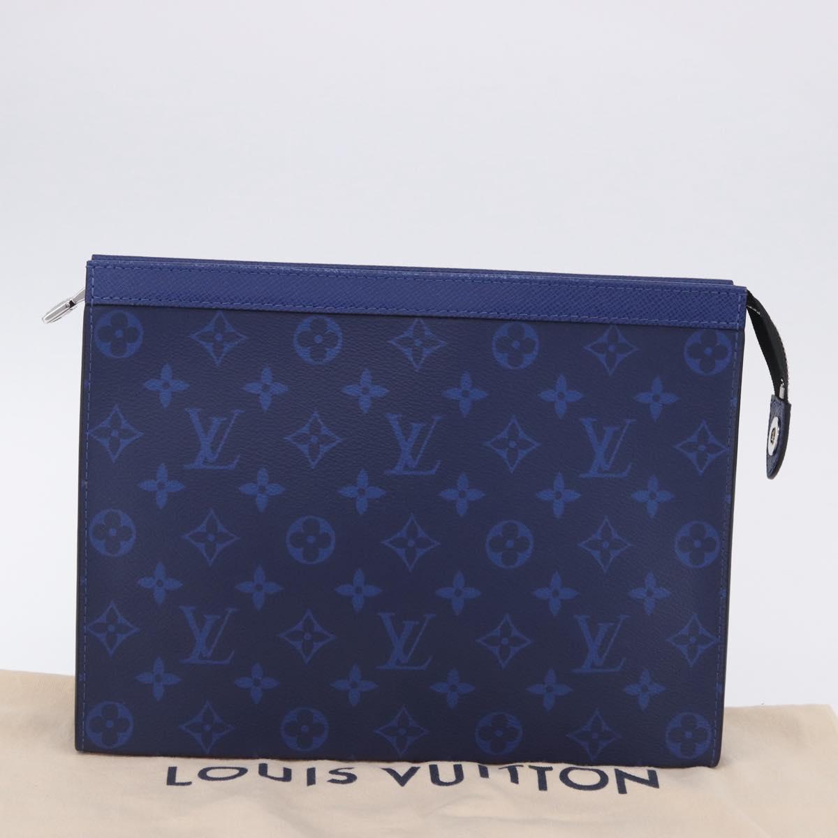 LOUIS VUITTON Tiger Lama Pochette Voyager MM Bag Cobalt Blue M30423 Auth 199872M