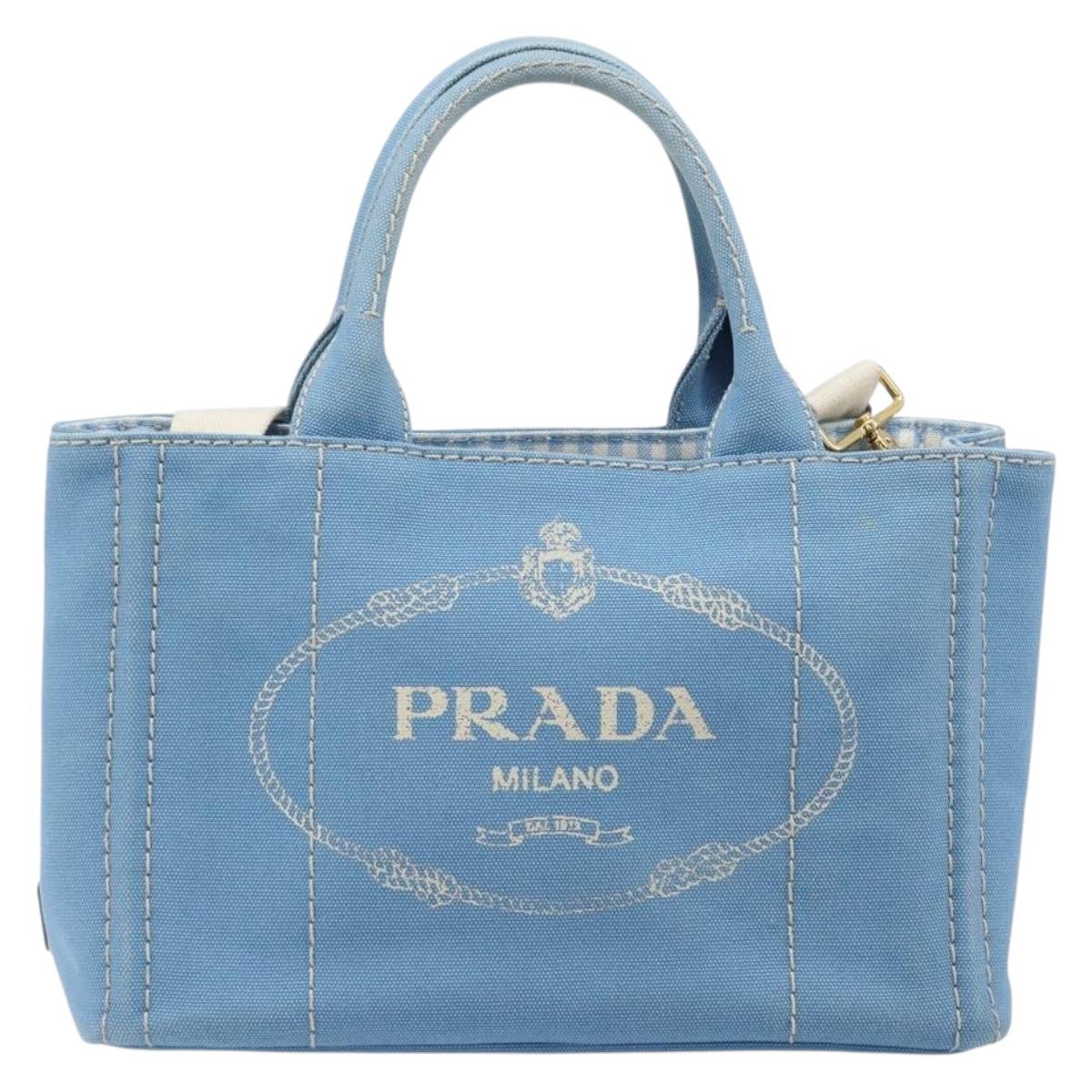 LOUIS VUITTON Canapa PM Hand Bag Canvas 2way Light Blue Gold LV Auth 199874V