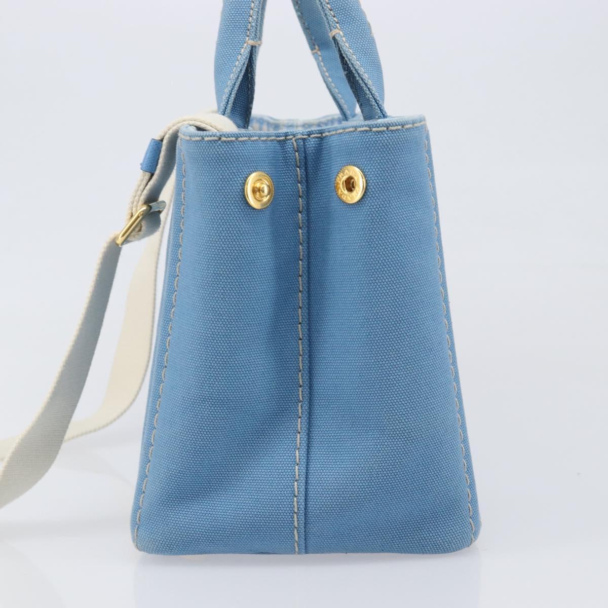 LOUIS VUITTON Canapa PM Hand Bag Canvas 2way Light Blue Gold LV Auth 199874V