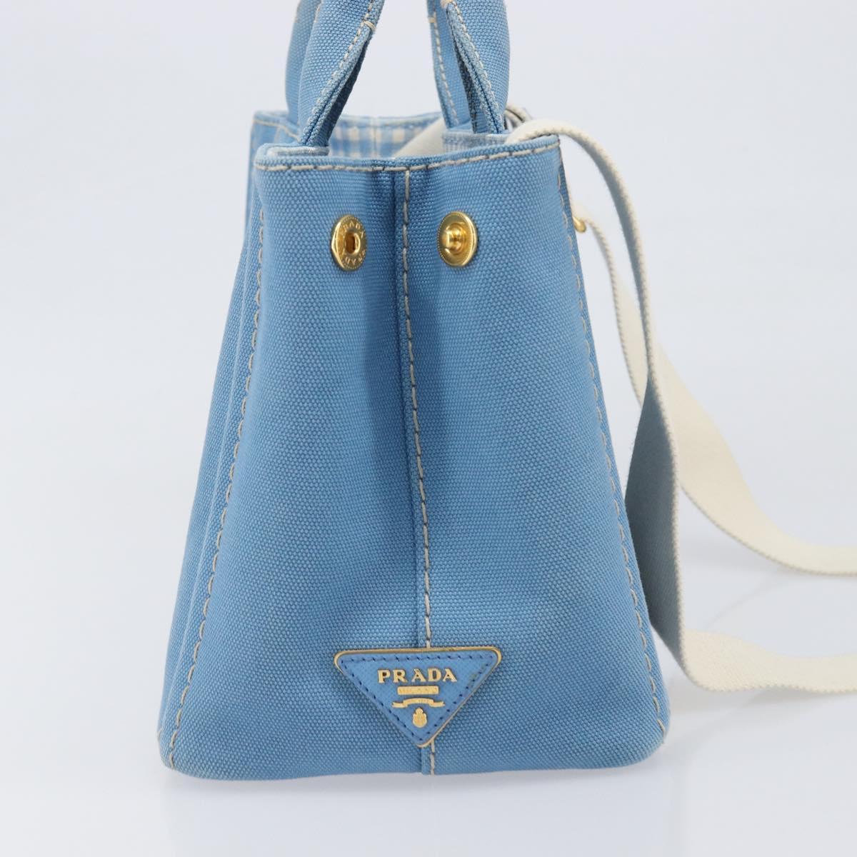 LOUIS VUITTON Canapa PM Hand Bag Canvas 2way Light Blue Gold LV Auth 199874V