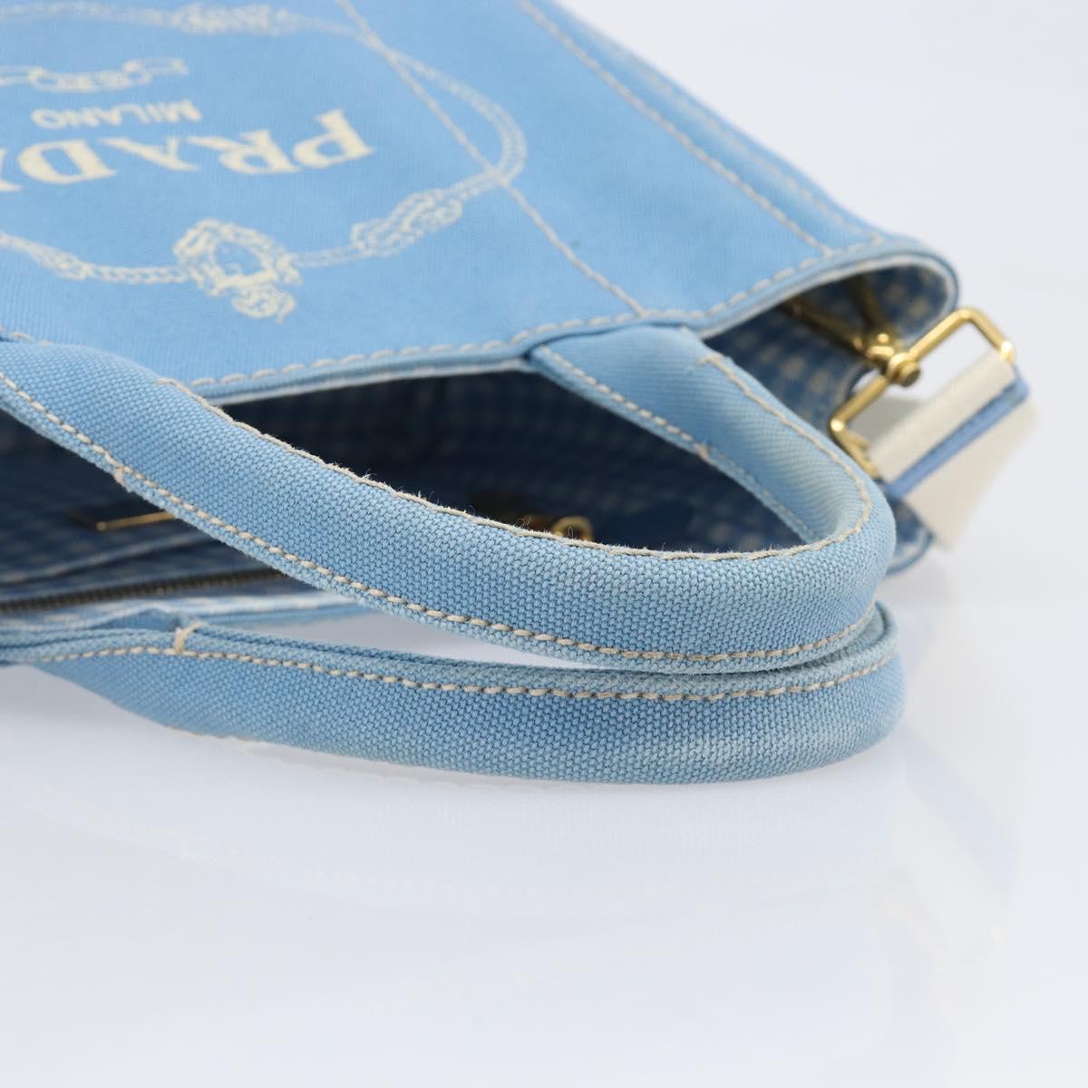 LOUIS VUITTON Canapa PM Hand Bag Canvas 2way Light Blue Gold LV Auth 199874V