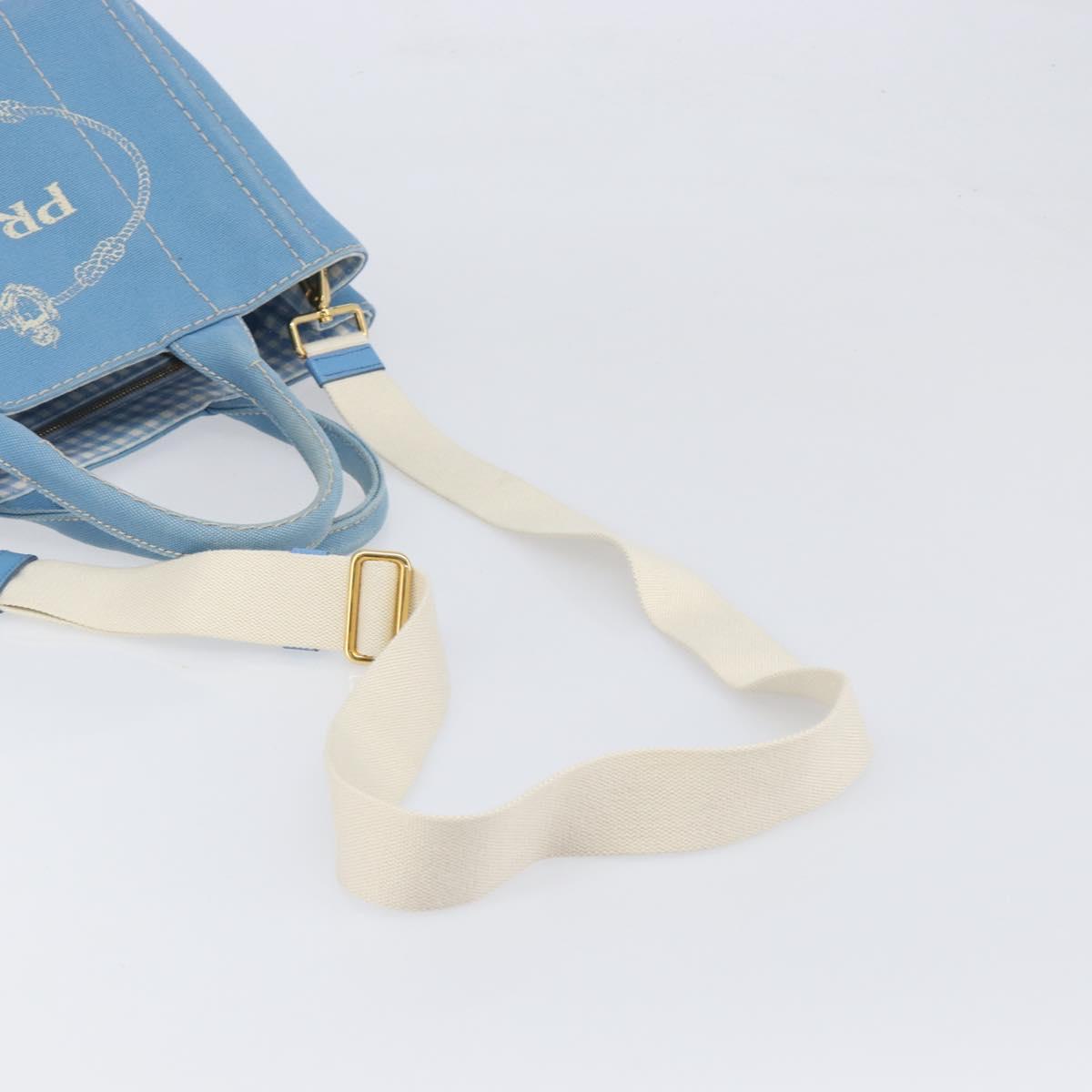 LOUIS VUITTON Canapa PM Hand Bag Canvas 2way Light Blue Gold LV Auth 199874V