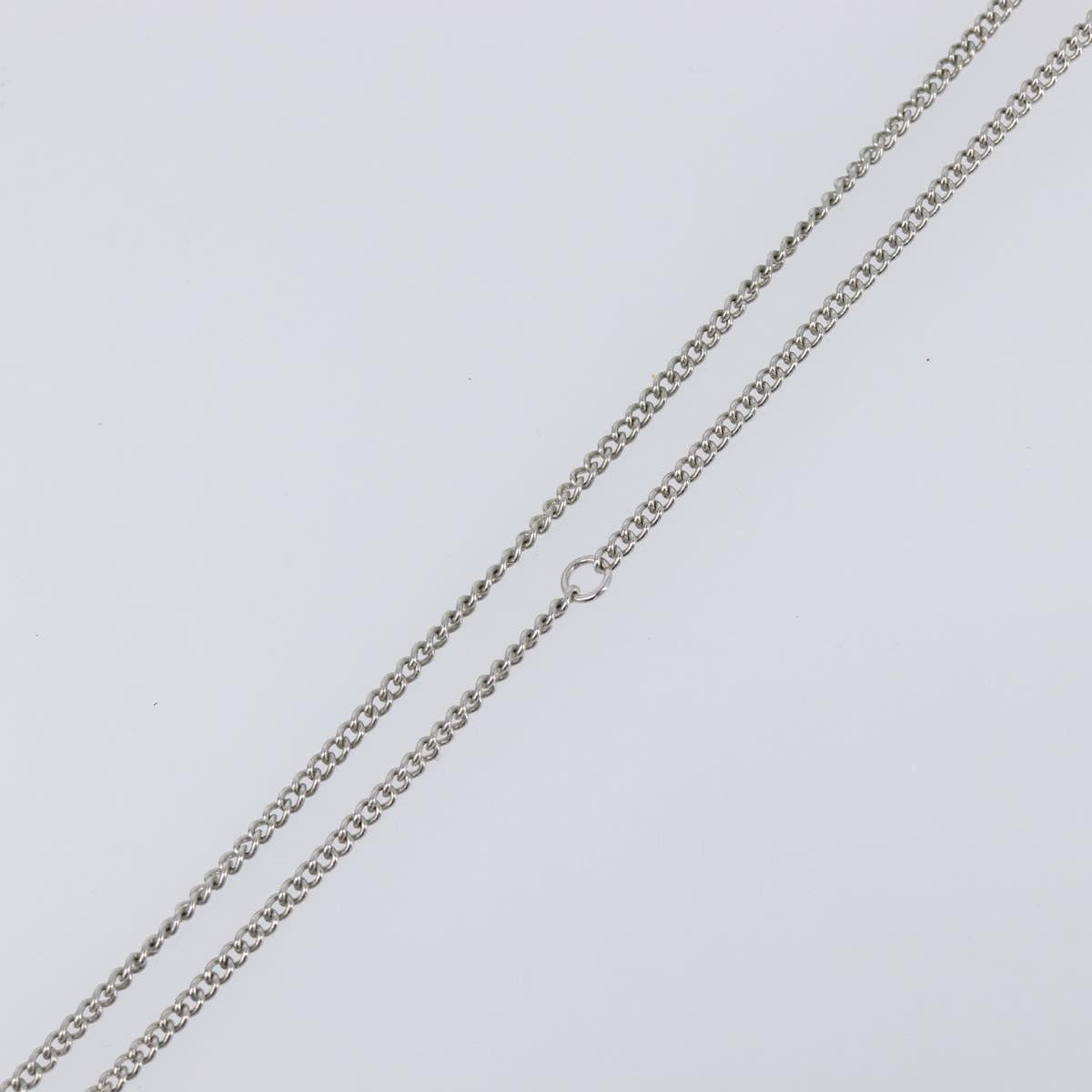CHANEL Rhinestone Necklace metal Silver CC Auth 199879M