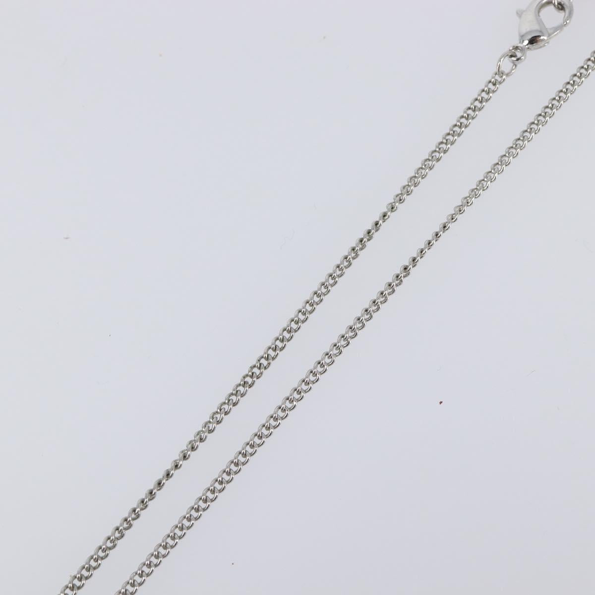 CHANEL Rhinestone Necklace metal Silver CC Auth 199879M