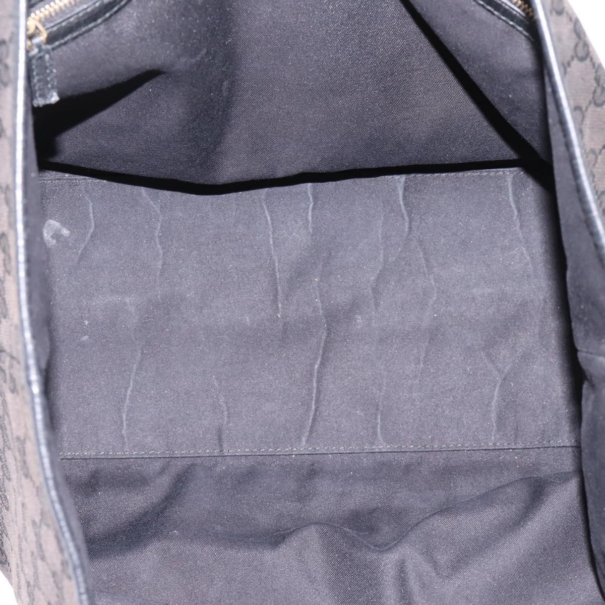 GUCCI GG Canvas Sherry Line Tote Bag Black Gold 139260 Auth 199881