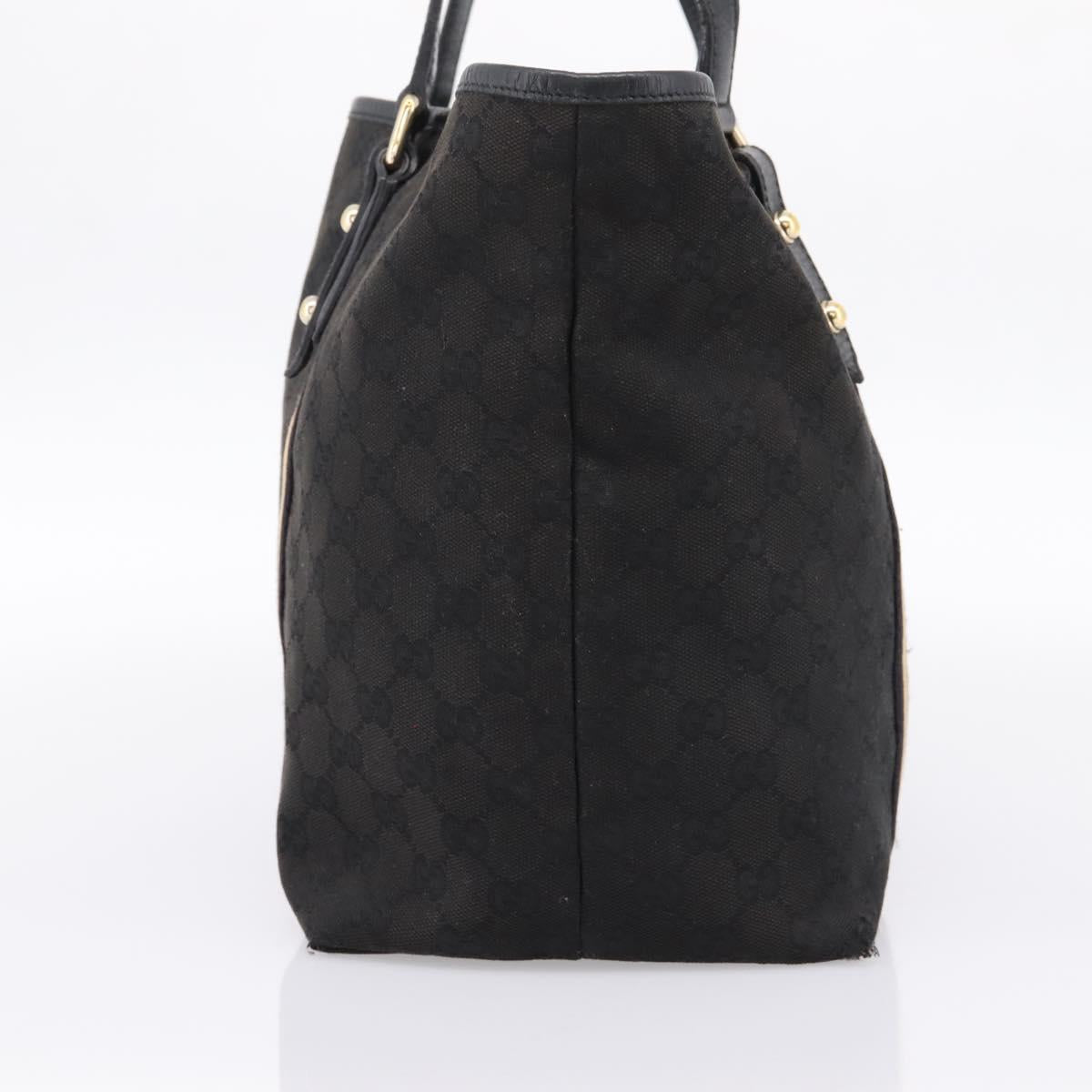 GUCCI GG Canvas Sherry Line Tote Bag Black Gold 139260 Auth 199881